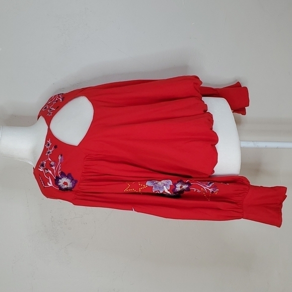 NWT Free People Lita Red Embroidered Top Size Small - Picture 4 of 12